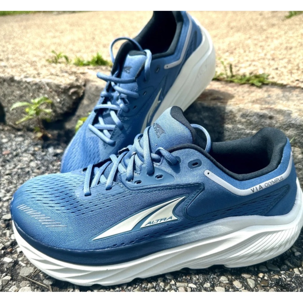 Altra via Olympus Blue and White Athletic Shoes